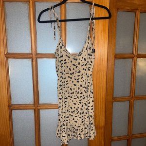 Dalmatian Print Tie Strap Frill Hem Shift Dress